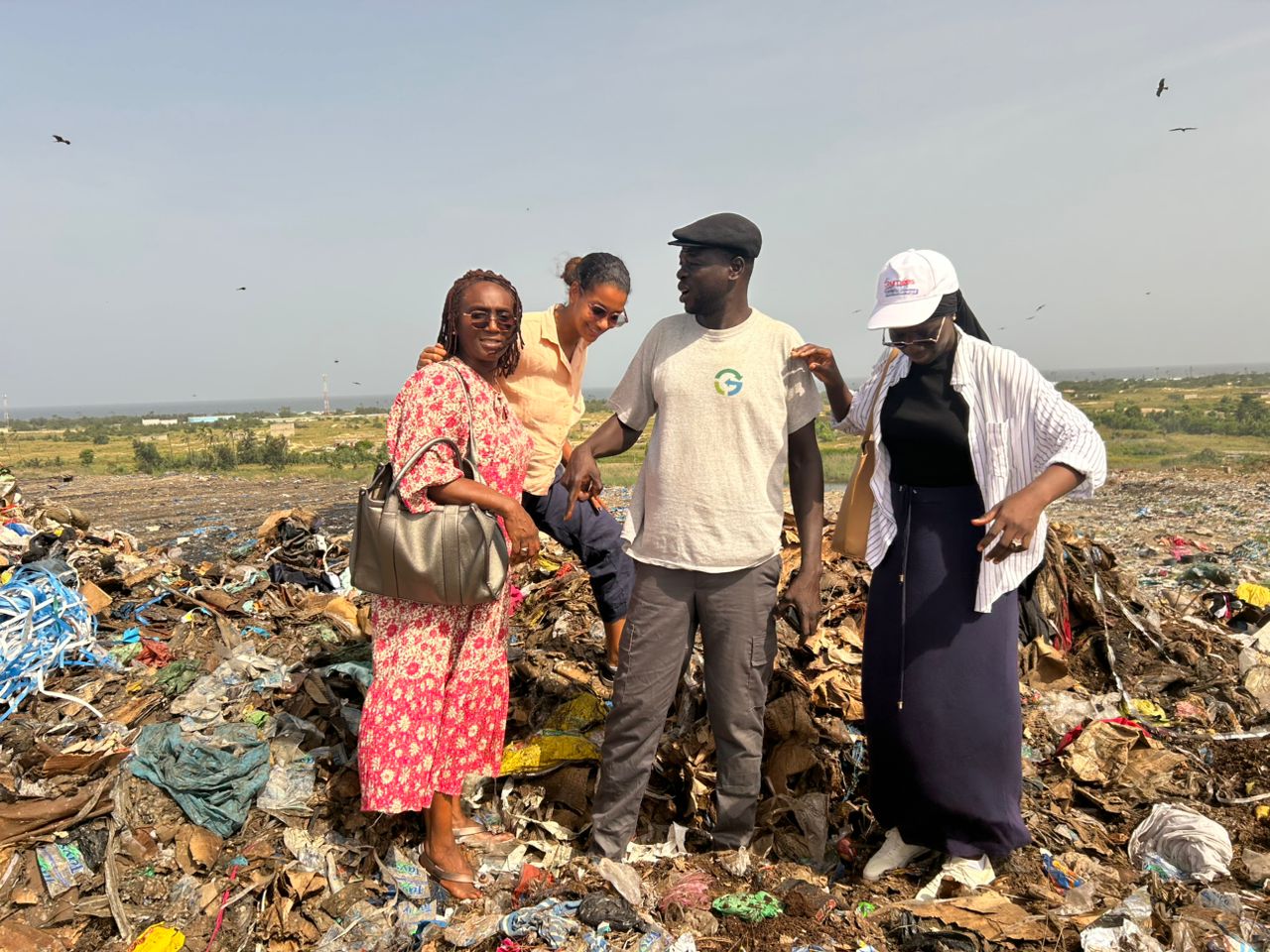Research team on top of the platform of Senegal's largest dumpsite.
