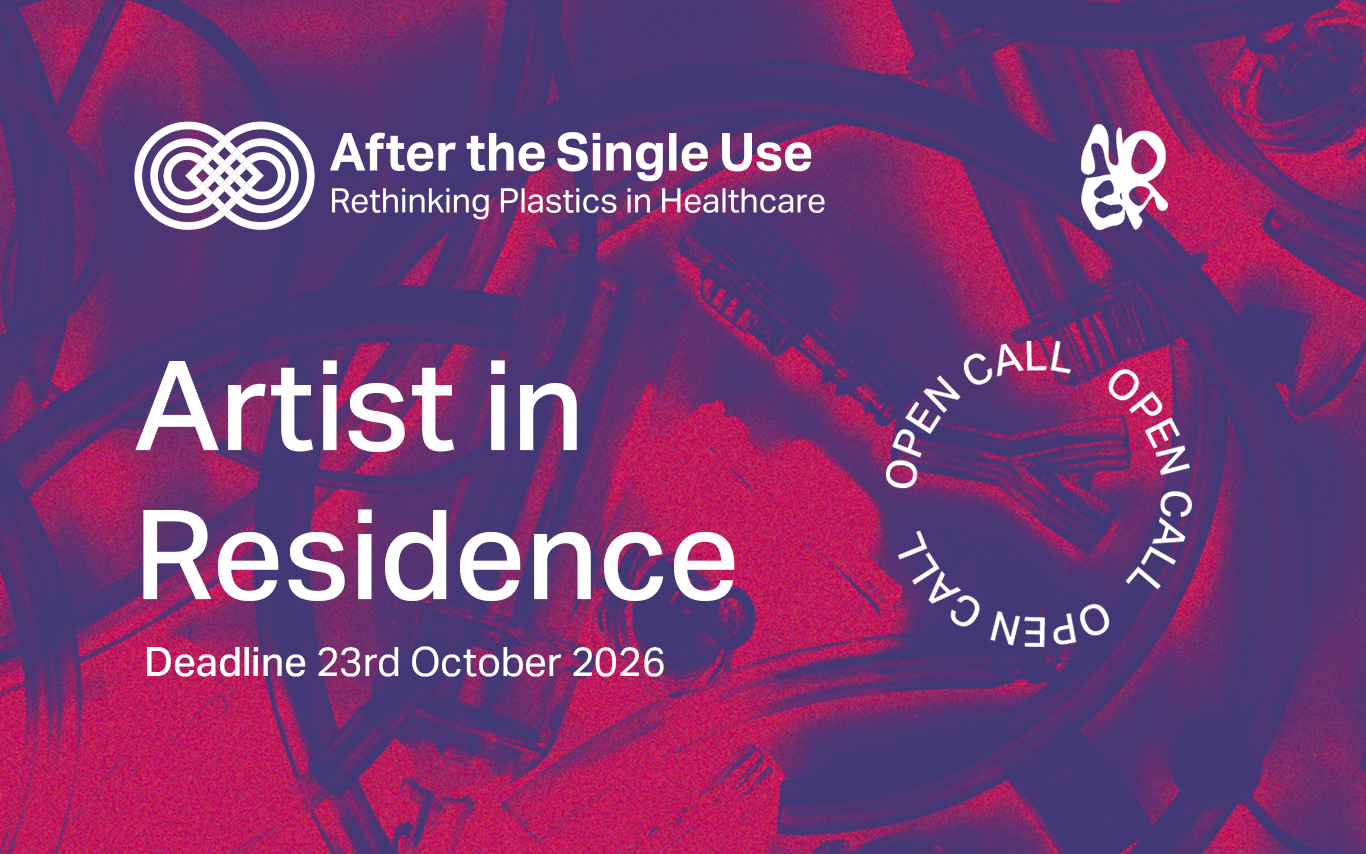 Purple and red artist in residence open call graphic