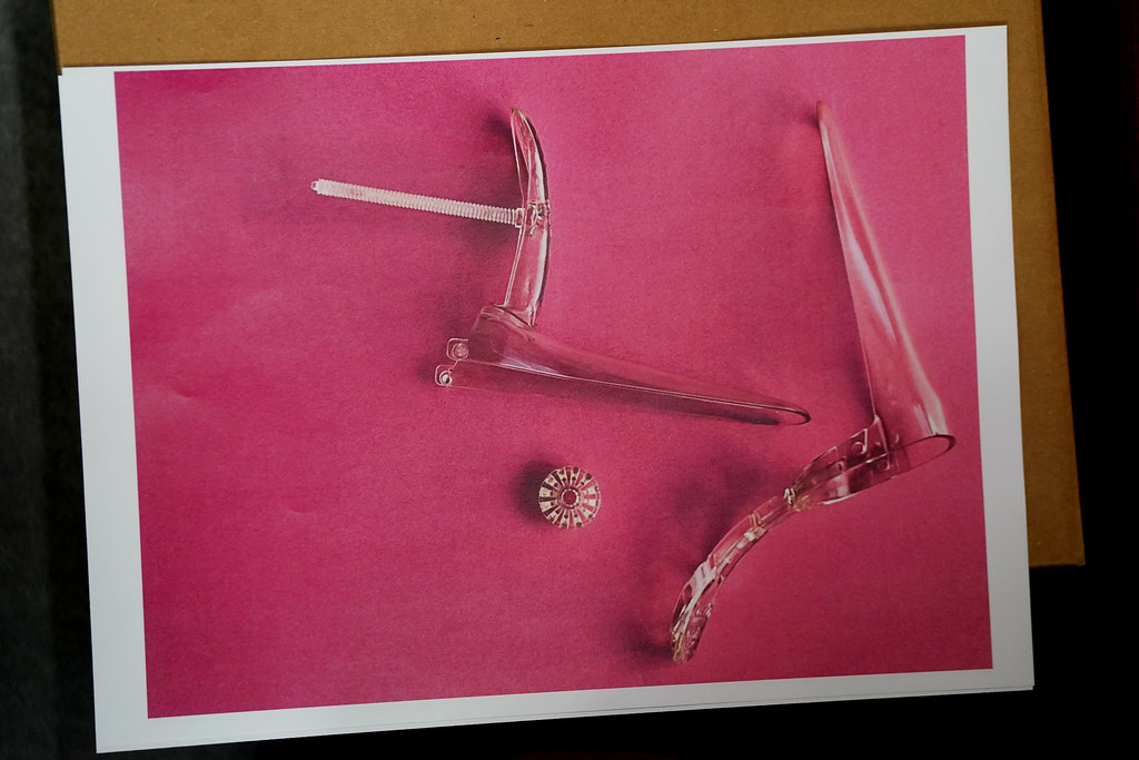 A deconstructed vaginal speculum.