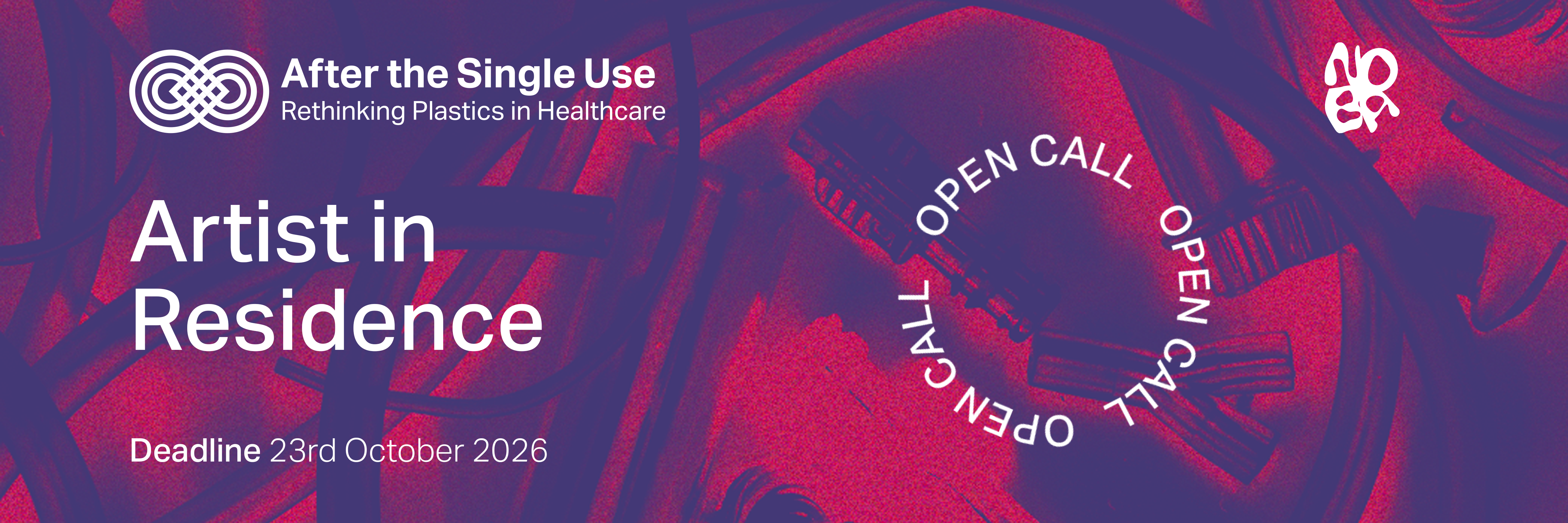 purple and red graphic for artist in residency open call for after the single use