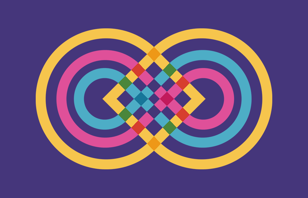 After the Single Use infinity logo symbol on purple background.  
